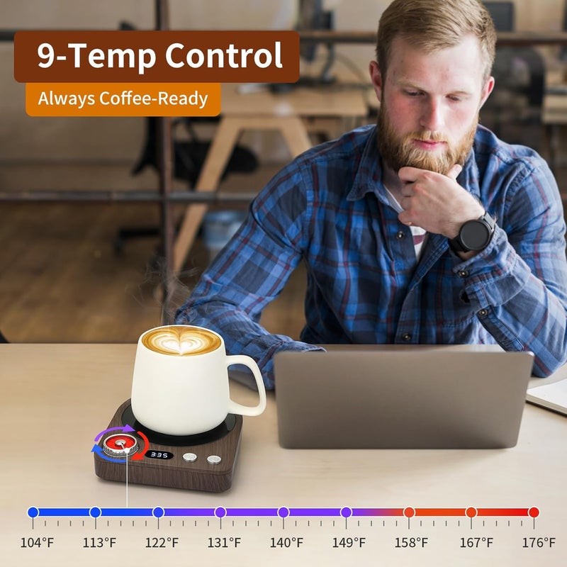 Vobaga Coffee Mug Warmer (No Mug) with Smart Memory System & 9-Temperature Setting, Coffee Cup Warmer with Customize Timer & Precise Minute Timing, Suitable for Work, Reading, Sleeping - Image 5
